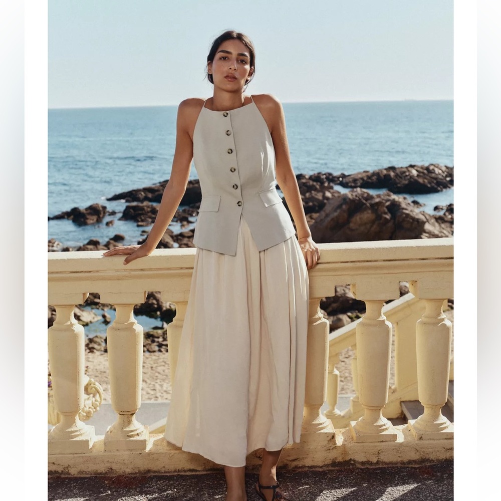 Zara NWT pleated skirt midi waistcoat dress 5029/115